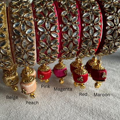 Silk Thread Polki Jhumki Wide Cuff