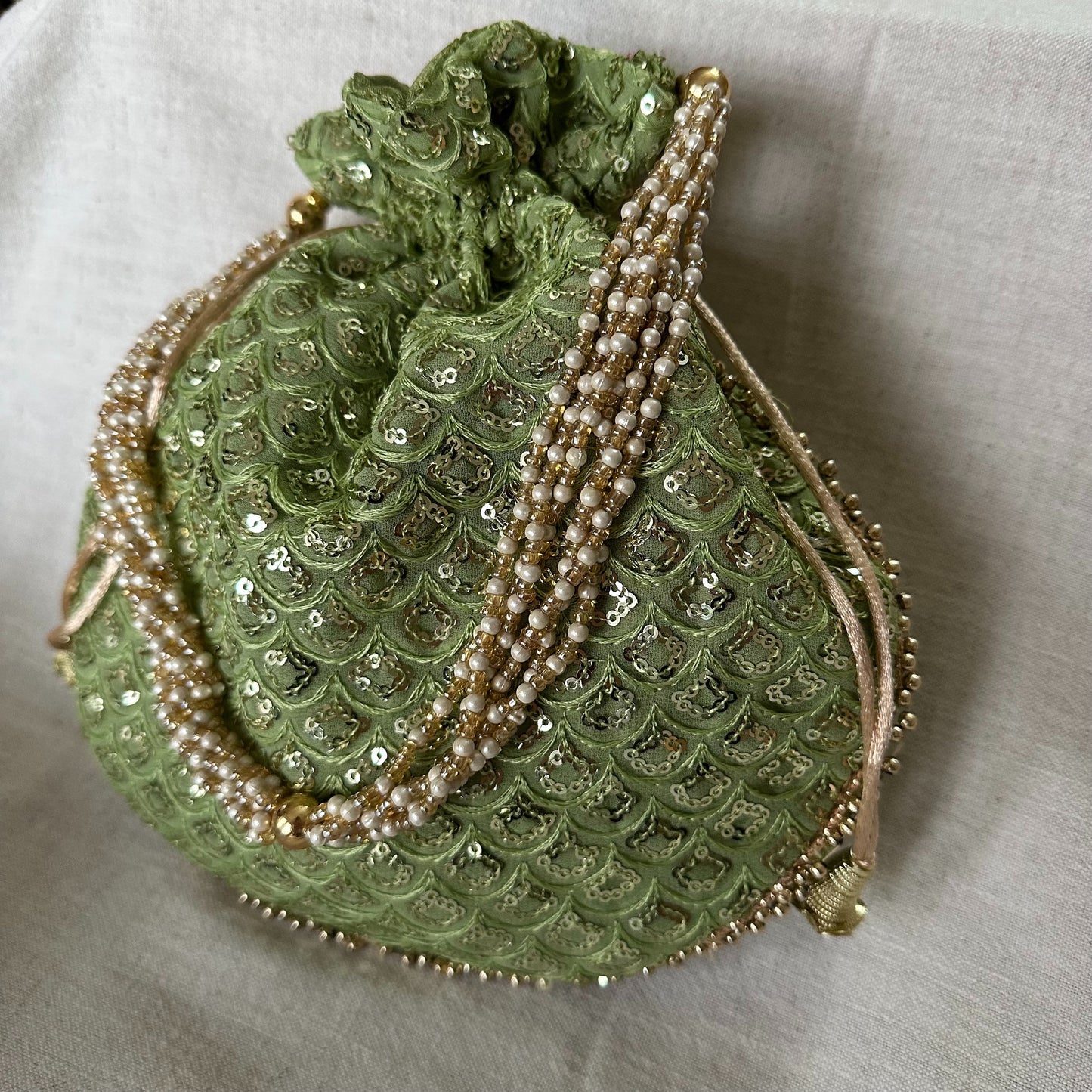 Scallop Sequin Embroidered Potli Bags