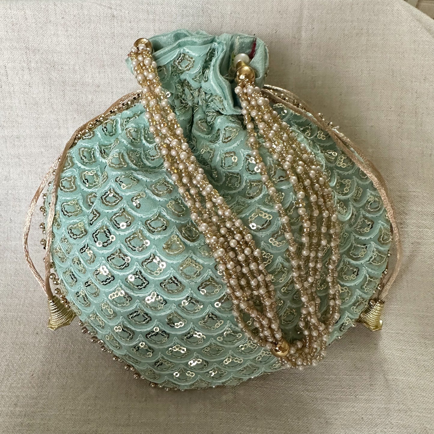 Scallop Sequin Embroidered Potli Bags