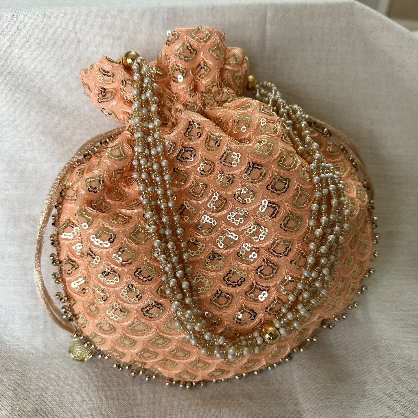 Scallop Sequin Embroidered Potli Bags