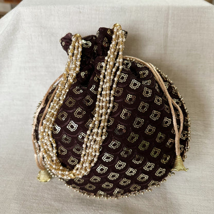 Scallop Sequin Embroidered Potli Bags